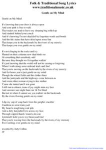 Folk & Traditional Song Lyrics - Gentle on My Mind