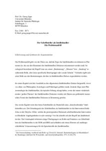 Prof. Dr. Georg Jäger Universität München Institut für Deutsche Philologie SchellingstrMünchen Fax: 