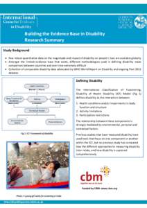 Building the Evidence Base in Disability Research Summary Study Background  Few robust quantitative data on the magnitude and impact of disability on people’s lives are available globally  Amongst the limited evi