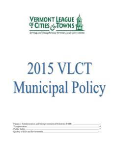 2015 VLCT Municipal Policy