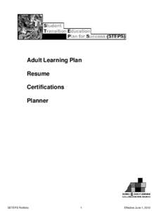 Adult Learning Plan Resume Certifications Planner  SETEPS Portfolio