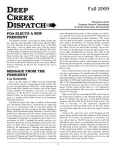 DEEP CREEK DISPATCH➠ Fall 2009 Newsletter of the