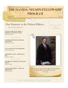 David S. Nelson Fellowship Program Newsletter THE DAVID S. NELSON FELLOWSHIP PROGRAM