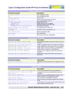 Layer 2 Configuration Guide HP Procurve Switches Basic Configuration Command example Description