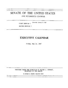 SENATE OF THE UNITED STATES ONE HUNDREDTH CONGRESS FIRST SESSION {  Convened January 6, 1987