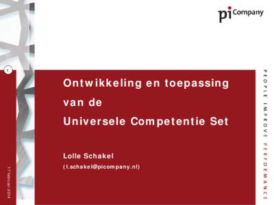 1  Ontwikkeling en toepassing van de Universele Competentie Set Lolle Schakel