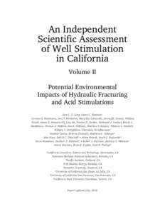 An Independent Scientific Assessment of Well Stimulation in California Volume II Potential Environmental