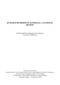 Juvenile diversion in Australia : a national review