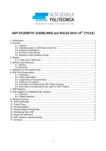 ASP STUDENTS’ GUIDELINES and RULES12th CYCLE) 1. Introduction .....................................................................................................................................................