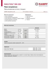 RAKU-TOOL® WB-1250 Płyta narzędziowa Płyta poliuretanowa na formy i narzędzia © RAMPF Tooling GmbH & Co. KG  PC - Rev.-Status: 