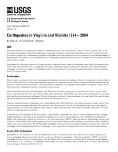 U.S. Department of the Interior U.S. Geological Survey Open-File Report[removed]Version 1.0  Earthquakes in Virginia and Vicinity 1774 − 2004