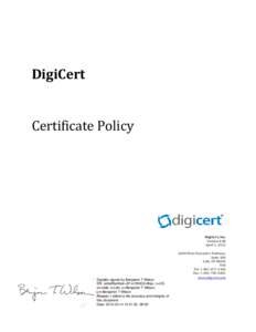 DigiCert Certificate Policy version 4.08 effective 1 April 2015