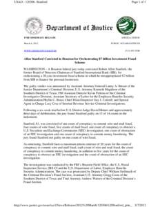 USAO[removed]Stanford  FOR IMMEDIATE RELEASE March 6, 2012 WWW.USDOJ.GOV/USAO/TXS