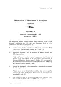 Instrument No.185 of[removed]Amendment of Statement of Principles concerning  TINEA