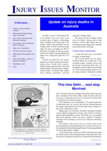 INJURY ISSUES MONITOR In this issue[removed]Update on injury deaths in Australia