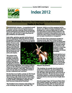 Southern SARE’s Active Projects  Index 2012 Multi-state Resource Tool Addresses Small Ruminant Needs in the South