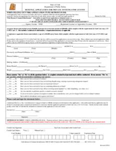State of Utah Department of Public Safety RENEWAL APPLICATION FOR PRIVATE INVESTIGATOR LICENSE