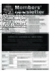 Official newsletter of the Australian Railway Historical Society (NSW Division) • Editor: Ross Verdich • Issue:  August 2015 Sat	 1	 Railway Resource Centre open Tue	 4	 Railway Resource Centre open