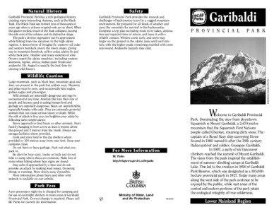 Volcanology / Garibaldi Lake volcanic field / Garibaldi Ranges / Mountains of British Columbia / Pacific Ranges / Garibaldi Provincial Park / Elfin Lakes / Whistler /  British Columbia / Garibaldi Lake / Geography of British Columbia / Sea-to-Sky Corridor / Squamish-Lillooet Regional District