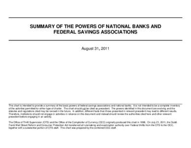 Powers of National Banks and Federal Savings Associations