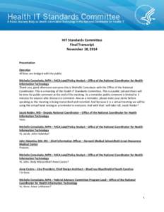 HIT Standards Committee Transcript November 18, 2014