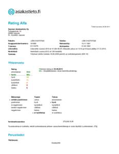 Rating Alfa Tiedot luovutettuSuomen Asiakastieto Oy TyöpajankatuHelsinki