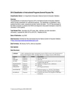 National Center for Education Statistics / 24 / Government / United States Department of Education / Classification of Instructional Programs / Integrated Postsecondary Education Data System