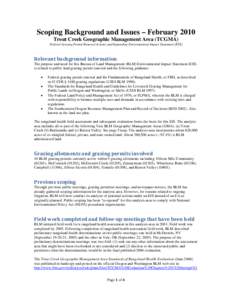 Trout Creek Geographic Management Area (TCGMA) Scoping Information