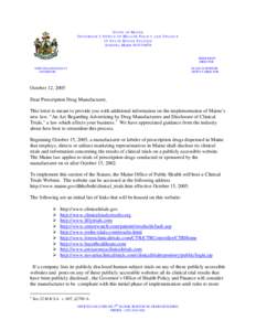 STATE OF MAINE GOVERNOR’S OFFICE OF HEALTH POLICY 15 STATE HOUSE STATION AUGUSTA, MAINE[removed]AND