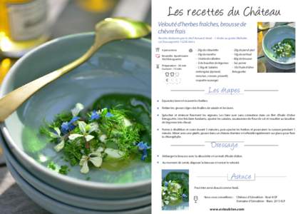 Recette Velouté d’Herbes fraîches, brousse de chèvre frais mail