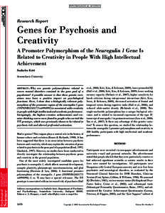 P SY CH OL OG I C AL S CIE N CE  Research Report Genes for Psychosis and Creativity
