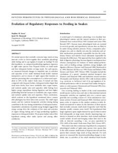 123  INVITED PERSPECTIVES IN PHYSIOLOGICAL AND BIOCHEMICAL ZOOLOGY Evolution of Regulatory Responses to Feeding in Snakes Stephen M. Secor*