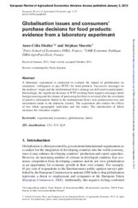 European Review of Agricultural Economics Advance Access published January 2, 2012 European Review of Agricultural Economics pp. 1–22 doi:[removed]erae/jbr065 Globalisation issues and consumers’ purchase decisions for