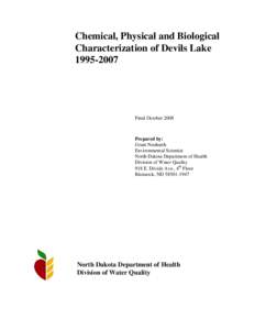 Chemical, Physical and Biological Characterization of Devils Lake[removed]Final October 2008