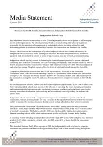 Media Statement 6 January 2010 Statement by Mr Bill Daniels, Executive Director, Independent Schools Council of Australia  Independent School Fees