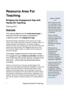 Resource Area For Teaching Bridging the Engagement Gap with Hands-On Teaching February 2013
