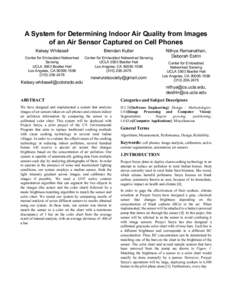 A System for Determining Indoor Air Quality from Images of an Air Sensor Captured on Cell Phones Kelsey Whitesell Brendan Kutler