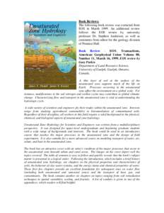 Book Reviews: The following book review was extracted from EOS in MarchAn additional review follows the EOS review by university professor Dr. Stephen Anderson, as well as comments from editor for the geology divi