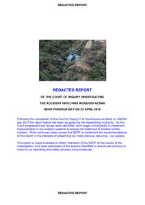REDACTED REPORT i REDACTED REPORT OF THE COURT OF INQUIRY INVESTIGATING THE ACCIDENT INVOLVING IROQUOIS NZ3806