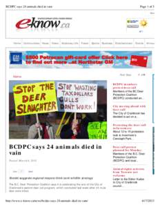 BCDPC says 24 animals died in vain  Page 1 of 5 About Us  6°c