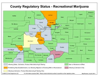 County Regulatory Status - Recreational Marijuana Jackson Moffat  Pitkin