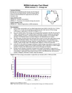 IRENA Indicator Fact Sheet IRENA indicator 11 – Energy use Indicator Definition Energy use is indicated by the annual use of energy at farm level by fuel type (GJ/ha), and the energy used to produce mineral fertilisers