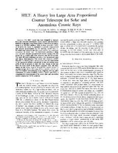 IEEE TRANSACTIONS ON GEOSCIENCE AND REMOTE SENSING, VOL. 31, NO. 3, MAY[removed]HILT: A Heavy Ion Large Area Proportional Counter Telescope for Solar and