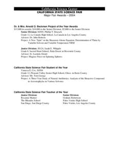 Palos Verdes High School / California State Science Fair / Palos Verdes / Arnold Orville Beckman / National Teacher of the Year / Geography of California / California / Palos Verdes Peninsula Unified School District