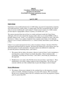 DRAFT Circulatory System Devices Panel Questions for Discussion PAS-PORT® Proximal Anastomosis System K030434