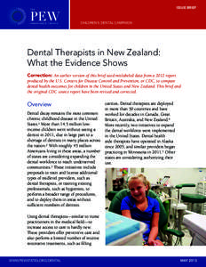 Pew Center: Dental Therapists in New Zealand: What the Evidence Shows