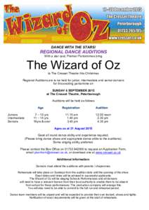 DANCE WITH THE STARS!  REGIONAL DANCE AUDITIONS With a star cast, Premier Pantomimes bring  The Wizard of Oz