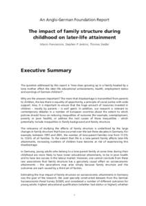 VENTURE CAPITAL POLICY  An Anglo-German Foundation Report The impact of family structure during childhood on later-life attainment