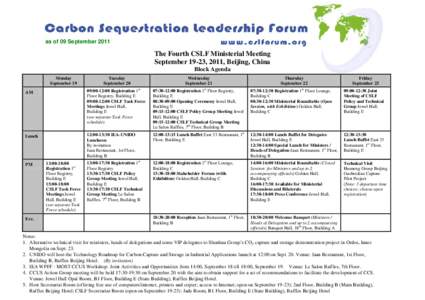 2011 CSLF Ministerial Meeting Tentative Block Agenda