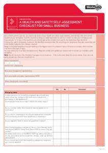 WORKSAFE VICTORIA  Aug 2013 A HEALTH AND SAFETY SELF-ASSESSMENT CHECKLIST FOR SMALL BUSINESS